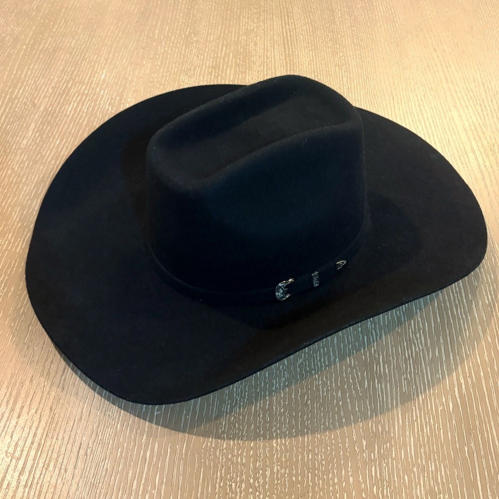 Ariat Black 2X Wool Felt Cowboy Hat Size 7 3/8 Western Rodeo Ranch NWT